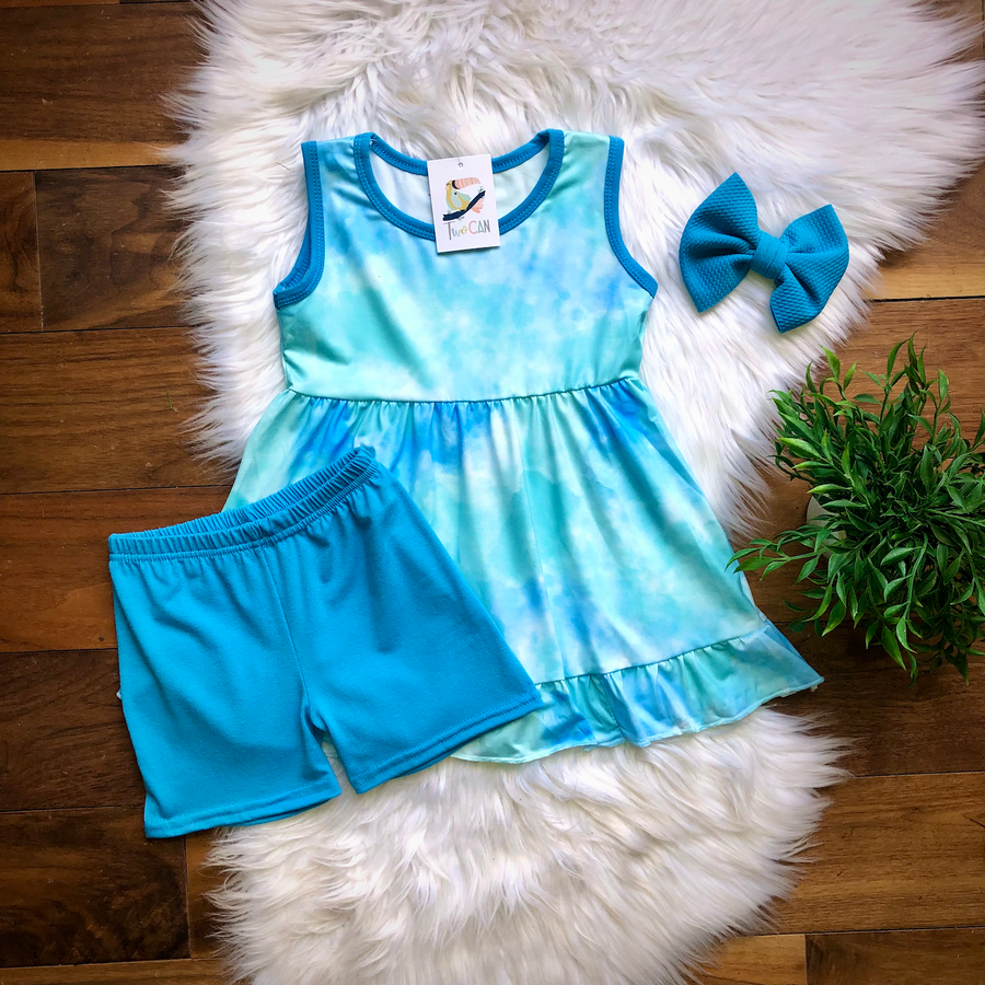 Ocean Tie-Dye Shorts Set