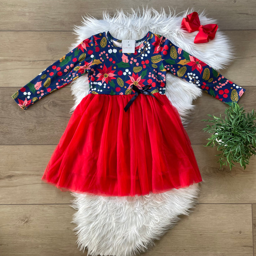 Velvet Poinsettia Tulle Dress