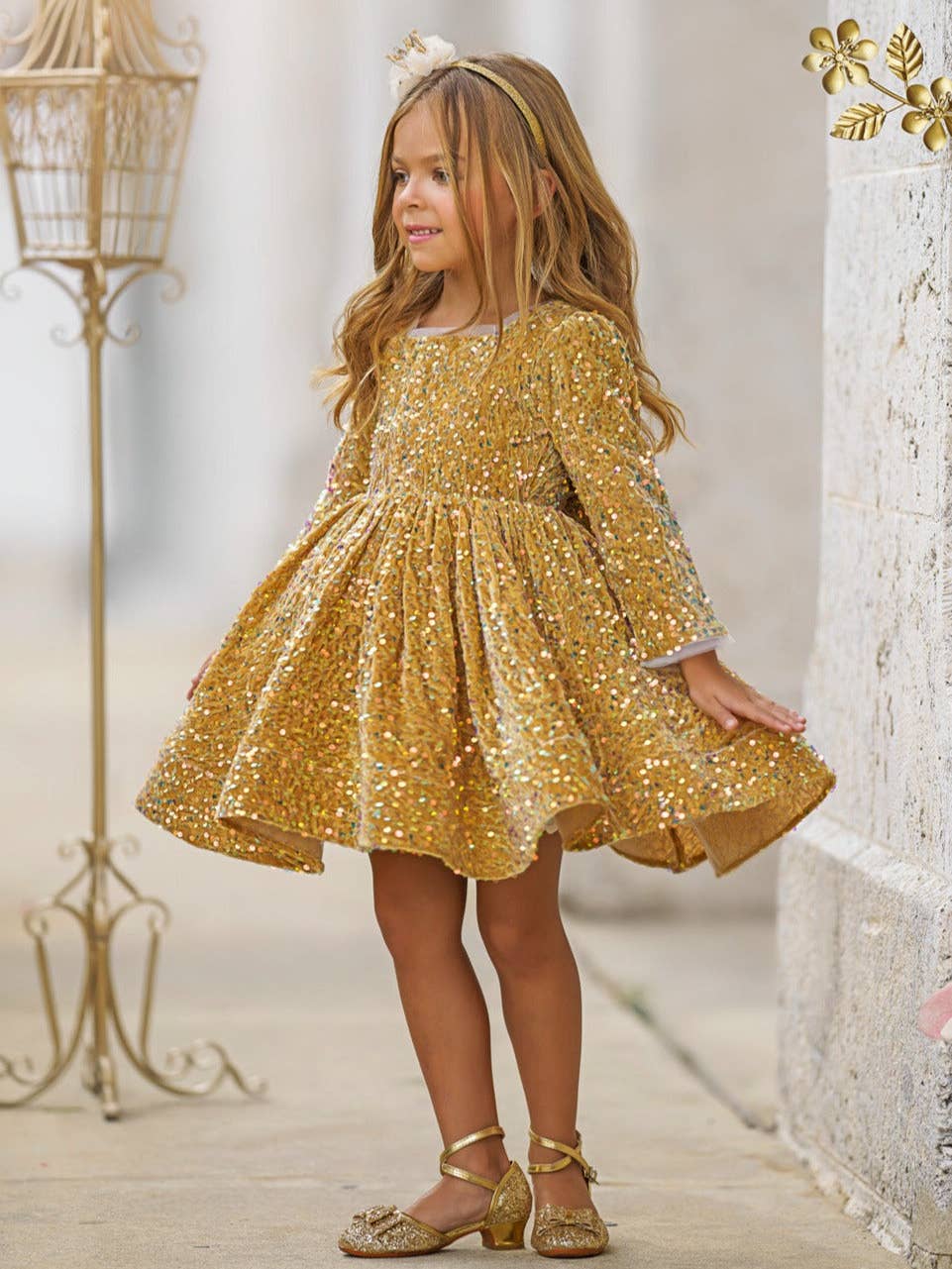 Gold Sequin Holiday Dress