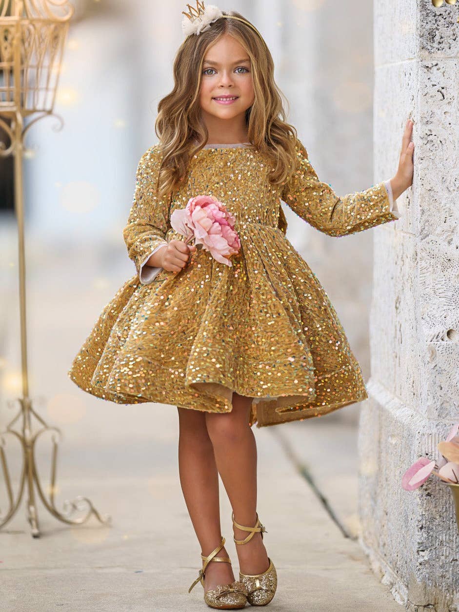 Gold Sequin Holiday Dress