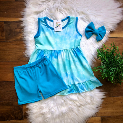 Ocean Tie-Dye Shorts Set